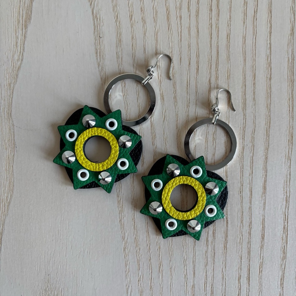 Henri Bendel Leather Statement Earrings